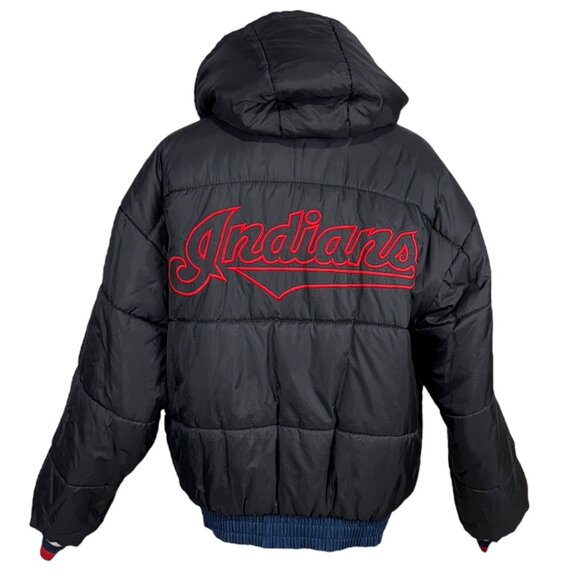 Vintage Cleveland Indians 90s Reversible Puffer Jacket L Navy & Red Pro Player - Picture 6 of 16